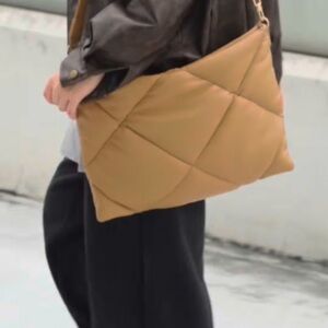 Le duo chic Elegant Tan Quilted Shoulder Bag for tablet or laptop